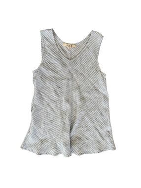 FLAX blue and white woven pure Linen Bias Cut Tank Top - Size Small